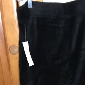 Women’s black velveteen knit pants.
